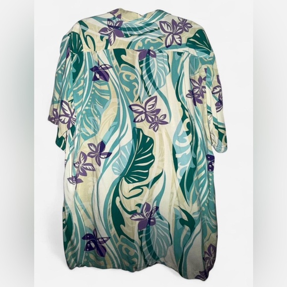 Men's Tropical Print Shirt - Green and Purple - Picture 2 of 4